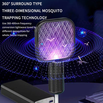 Portable Handheld Electric Bug Zapper Racket | USB Rechargeable Mosquito & Fly Killer