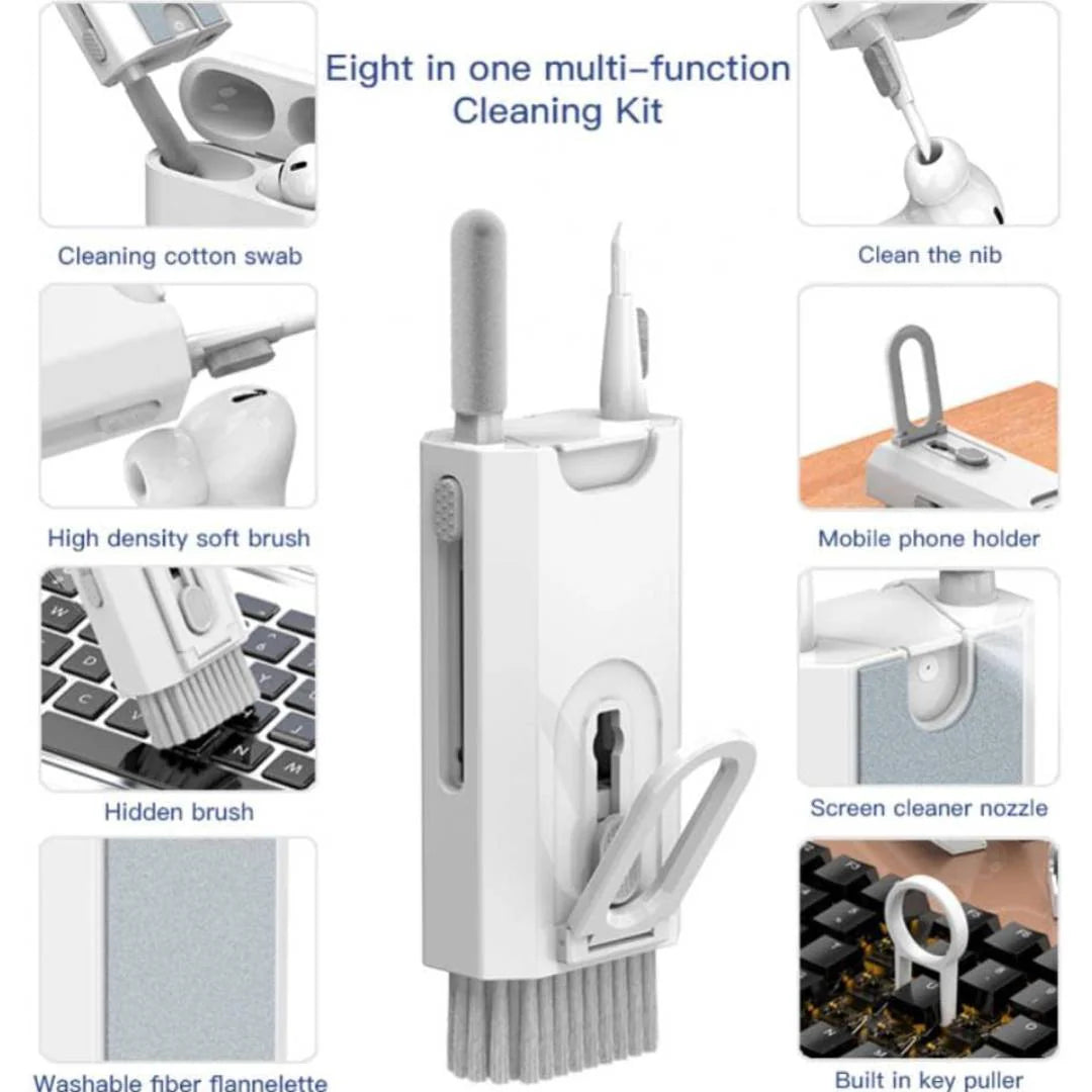 8in1 Multifunctional Cleaning Brush Kit | Electronic Device Cleaning Set with Spray Bottle & More